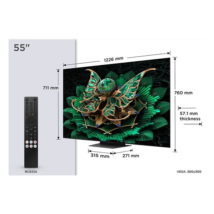 TCL 55C7K Smart Tileorasi 55" 4K UHD Mini LED HDR 2025